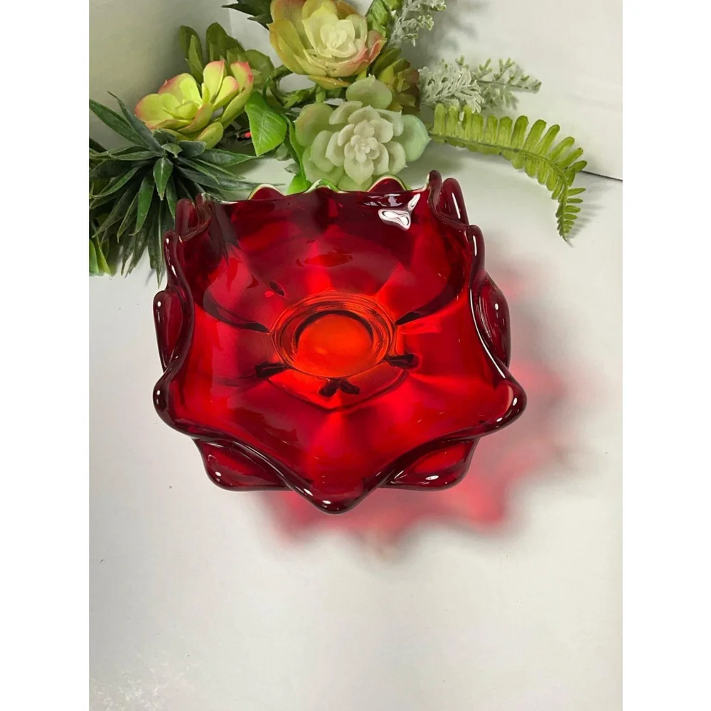 Viking Vintage Ruby Red Georgian Glass Dish